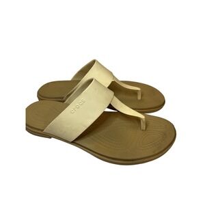 Crocs Tulum Flip Flops Sandals Thong Women's Size 8 Beige Tan Slip On Comfort